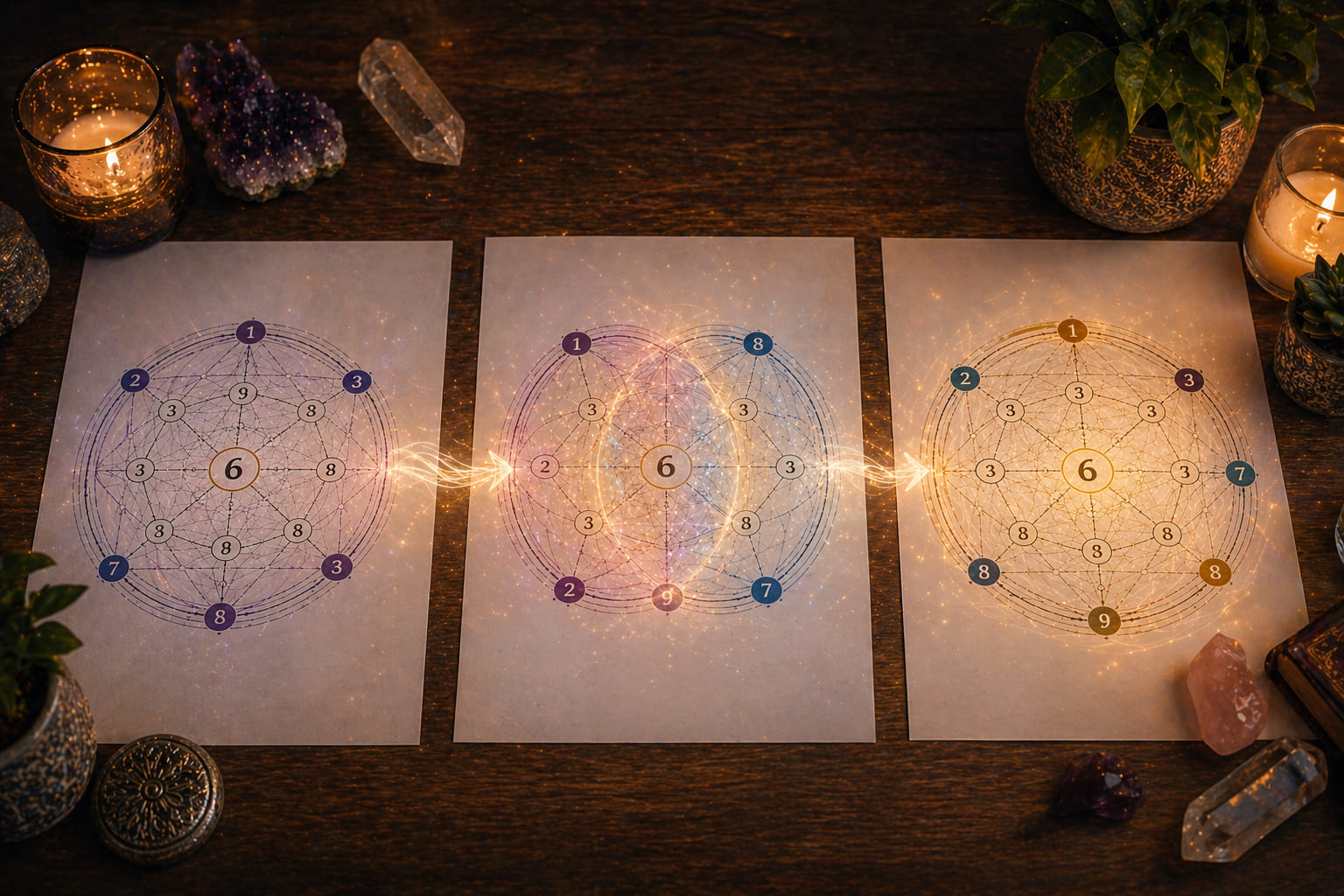 Step by step merging of two destiny matrix charts into one compatibility chart