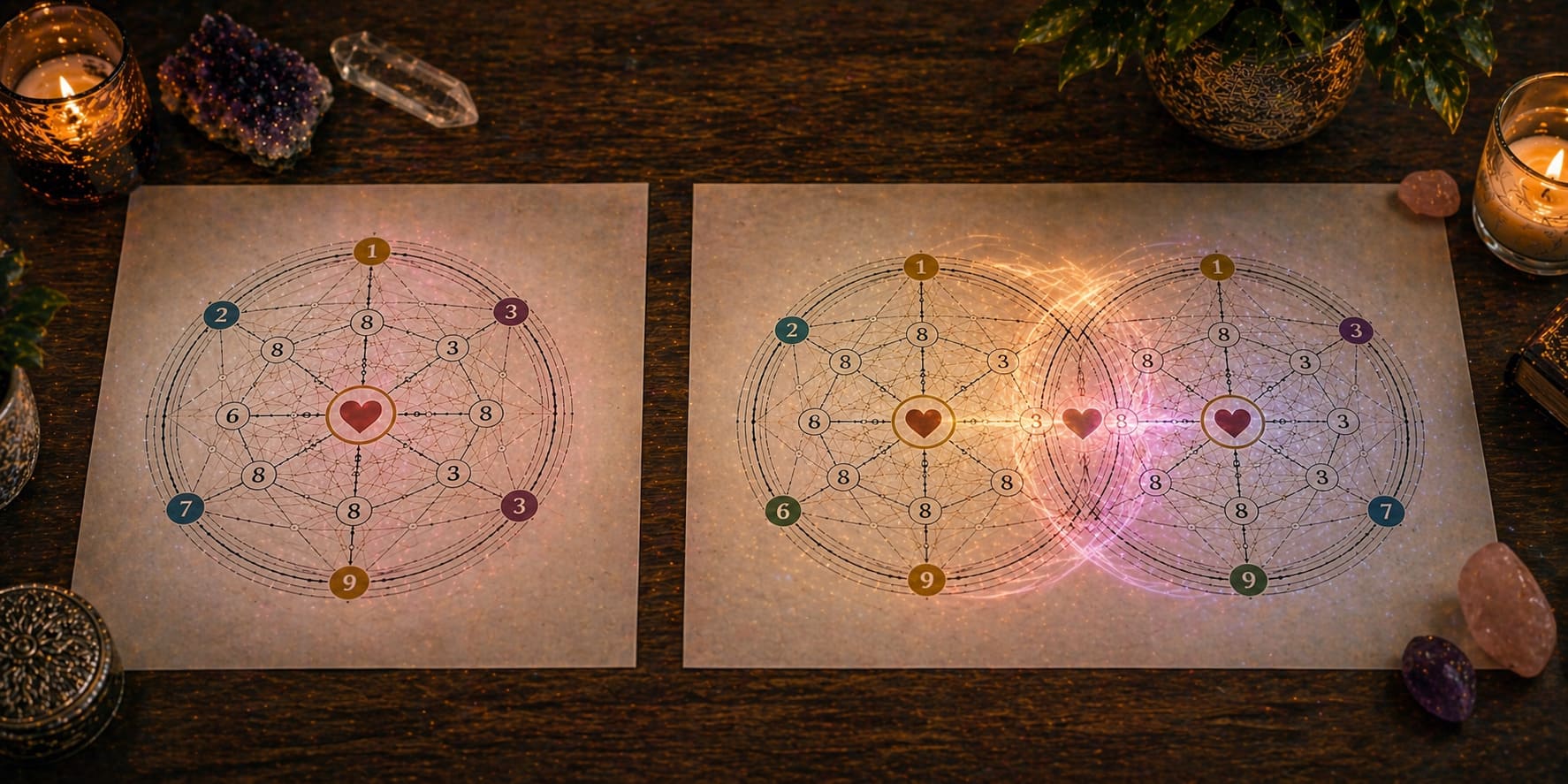 Comparison between personal love line chart and compatibility chart interaction